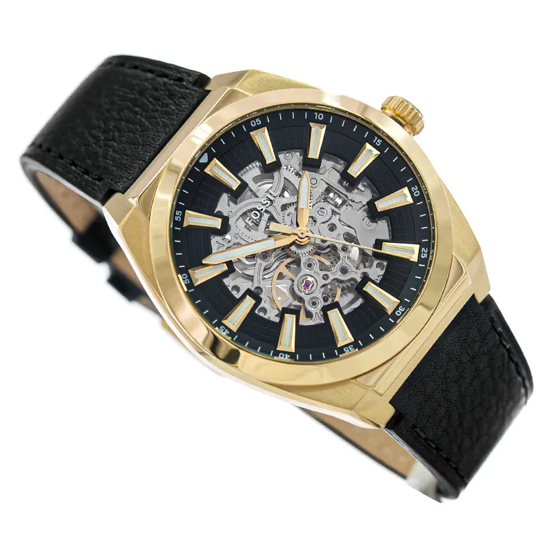 Fossil Everett Automatic Black LiteHide™ Leather Men's Watch- ME3208
